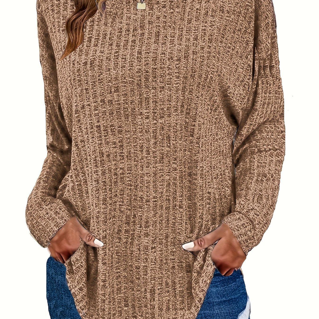 Plus Size Women's Cozy Long Sleeve Pullover Sweater Fall Winter Layering