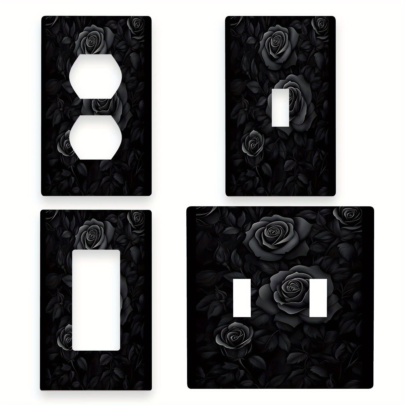 Luz decorativa de flor Rosa Negra para cubierta de interruptor, material PC, decoración artística para el hogar