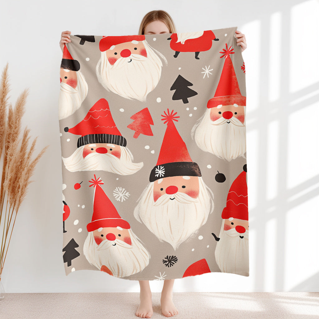 Christmas Elf Pattern Flannel Throw Blanket Lightweight Plush Cozy for Sofa Bed Camping