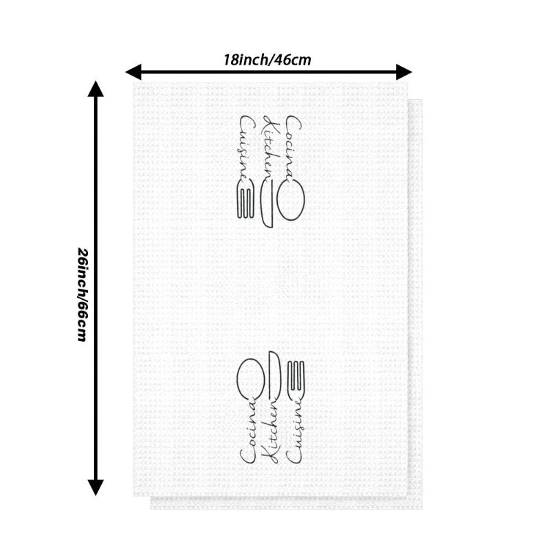 Dish Towels 18x66cm Absorbent Kitchen Hand Towels with Quotes and Illustrations