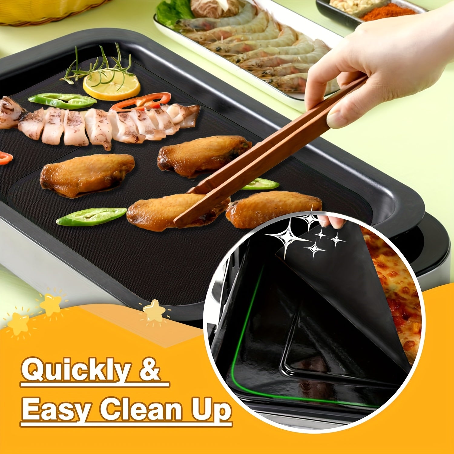 Set of 2 or 4 Non-Stick Reusable Oven Mats for 12-Inch Square Air Fryers Microwave Safe Easy to Clean