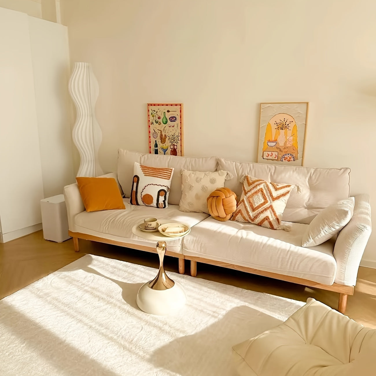 Mesita de metal dorado con almacenamiento para sala de estar y patio