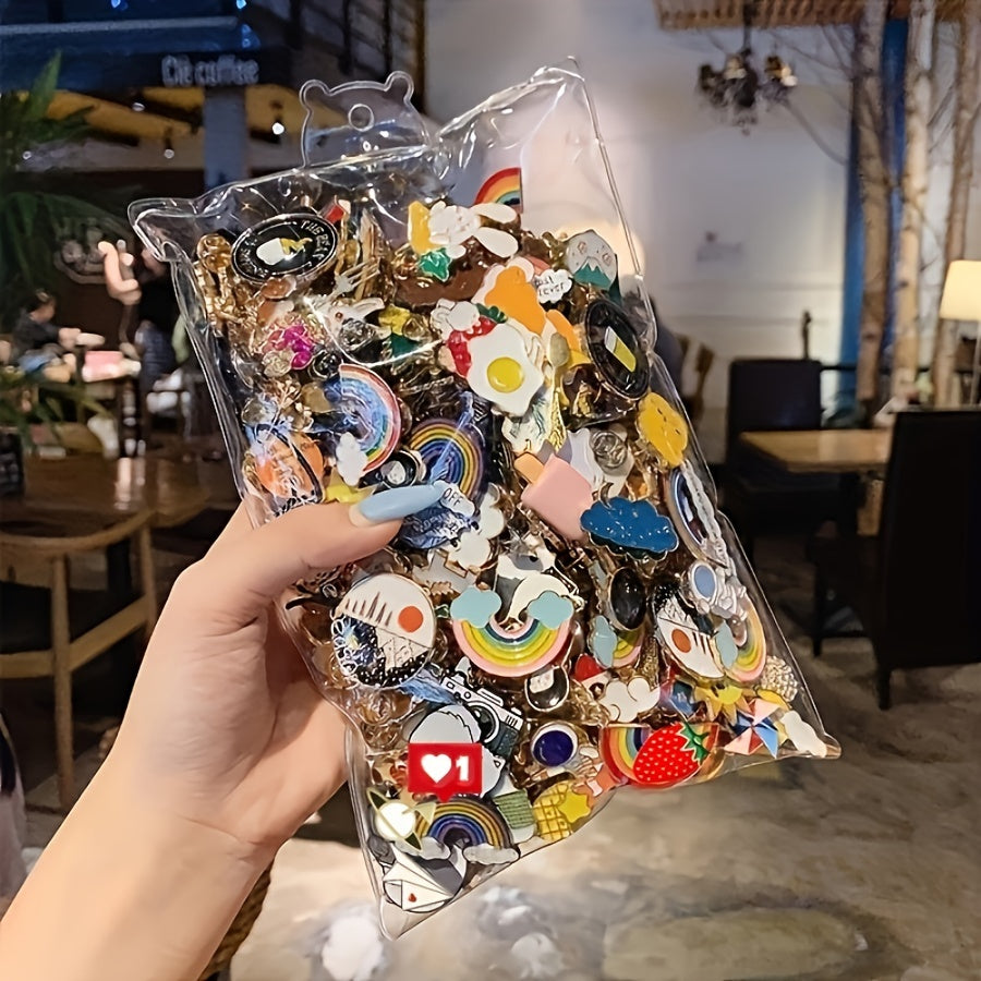 Set of 12 Cartoon Enamel Brooches for Clothing and Accessories Stylish Alloy Pins for Women and Girls