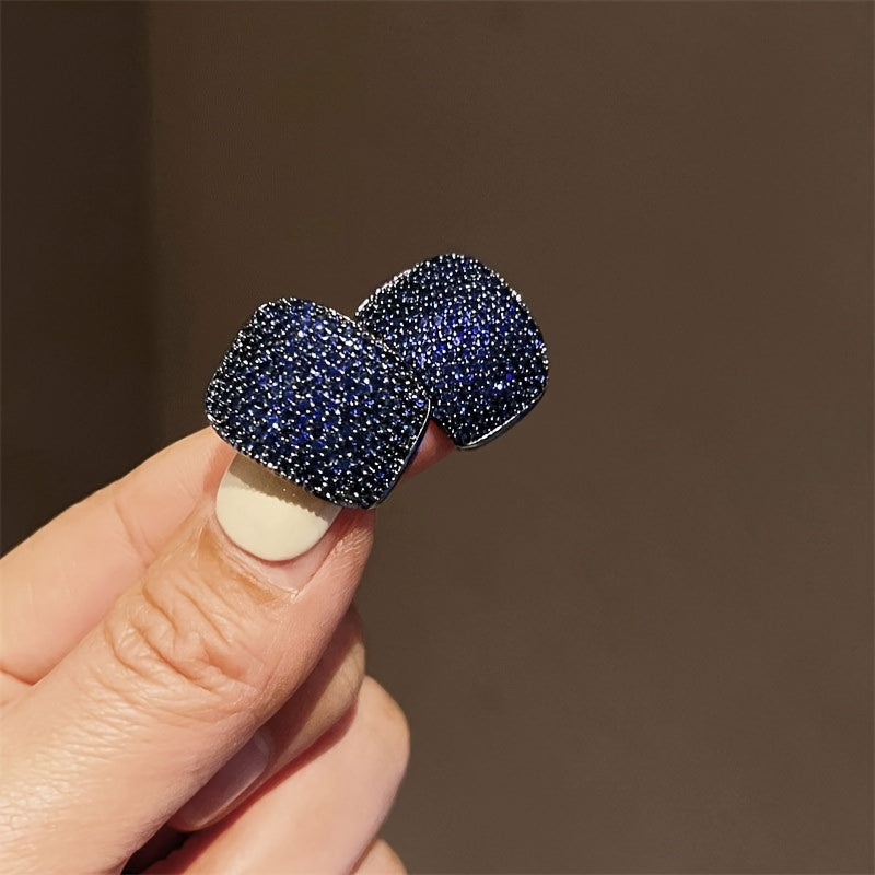 Green Cubic Zirconia C-Shaped Stud Earrings for Women