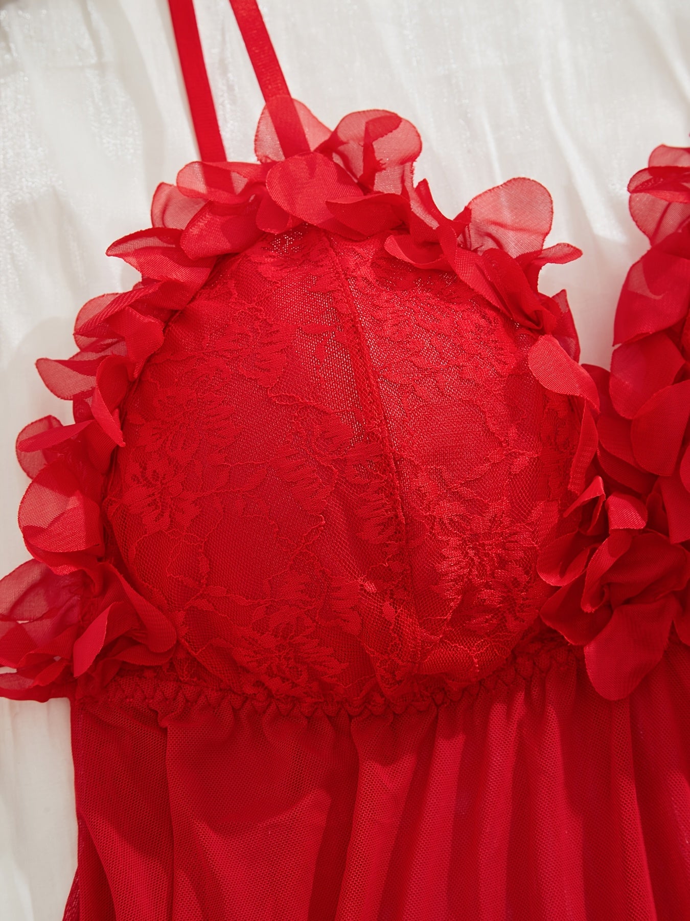 Plus Size Lace Floral Mesh Lingerie Set Sexy Contrast Spliced