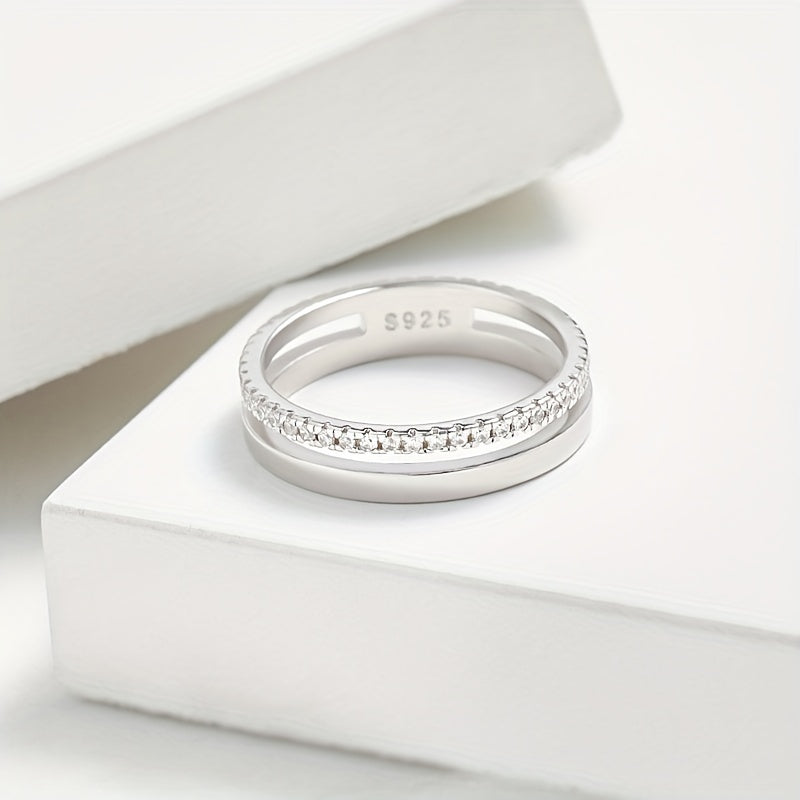 Женское серебряное кольцо с цирконием, европейский и американский стиль, 2.2 г серебряное украшение 925 пробы