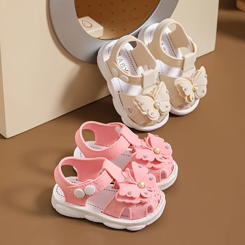 Girls' Breathable Sandals with Butterfly and Pearl Decorations for Spring Summer