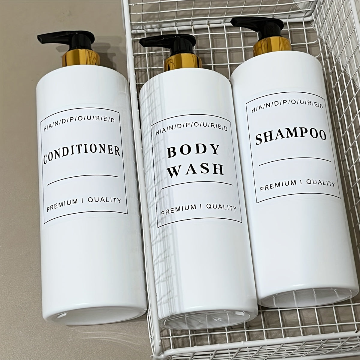 500ml Bathroom Shampoo Dispenser Set with Conditioner Body Wash and Soap Liquid Bottles