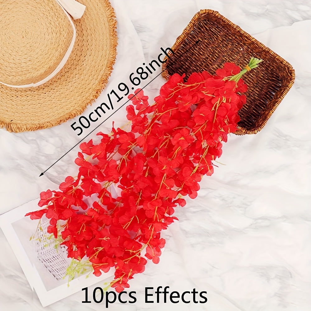 Sun'iy Wisteria garlandi 10 ta to'plam ichki tashqi bezak uchun plastmassa, to'ylar, takliflar