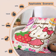 Cartoon Hello Kitty Custom Flannel Blanket Cozy Soft Warm Gift for Fans