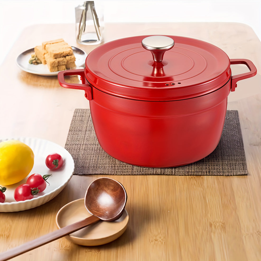 Cast Iron Dutch Oven Stockpot with Lid Non-Stick Heat-Resistant for Induction Cooking