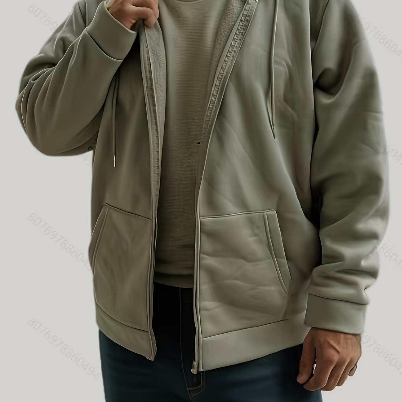 Men's Relaxed Fit Zip-Up Hoodie with Pocket and Hooded Style for Casual Sportswear