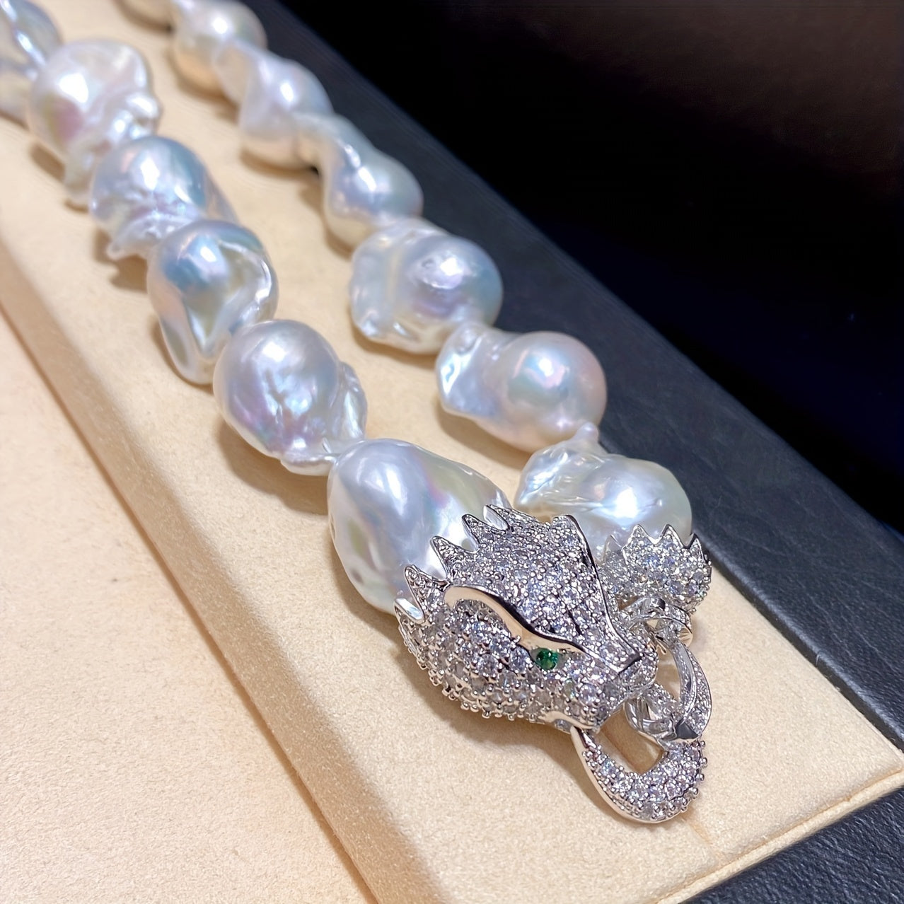 Large Baroque Freshwater Pearl Necklace with Irregular Chain for Women