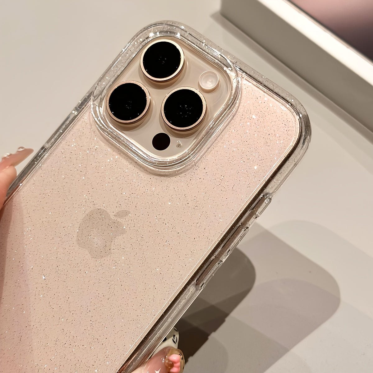 Clear Shockproof Sequin Phone Case for iPhone Models with Lens Protection
