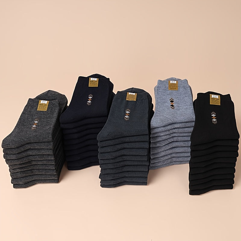 Calcetines de negocios para hombre, 10 pares, hasta la mitad de la pantorrilla, patrón geométrico, poliéster y spandex, duraderos