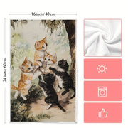 Ultra Plush Kitchen Towels with Kittens Design, Absorbent, Machine Washable 40x60 cm