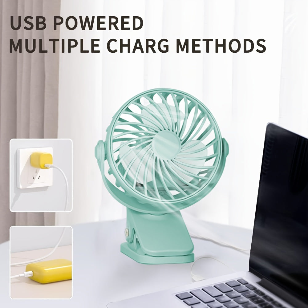Ko'k klip fan USB zaryadlash bilan portativ stol va velosiped uchun kuchli shamol uzoq batareya
