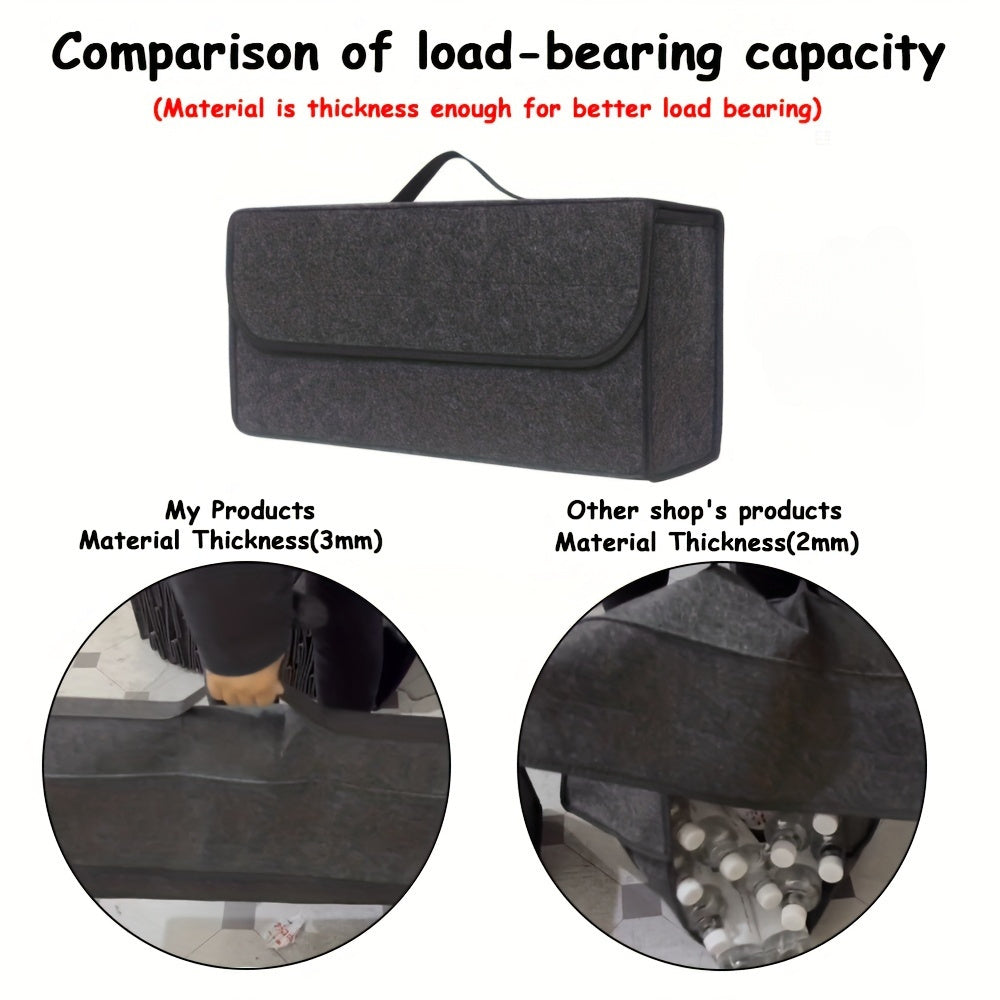 Organizador de interior de coche, caja de almacenamiento de fieltro, negro y gris, plegable, bolsa para maletero de coche