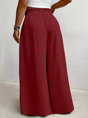 Women's Mustard Yellow Wide Leg Pants Polyester Casual Summer Comfortable