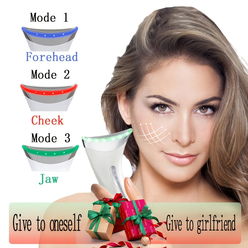 3-in-1 USB orqali zaryadlanadigan bo'yin va yuz massajchisi, issiqlik, vibratsiya va peshona rejimlari bilan. Lityum batareya bilan quvvatlanadi, bu ayollar uchun mukammal sovg'a.