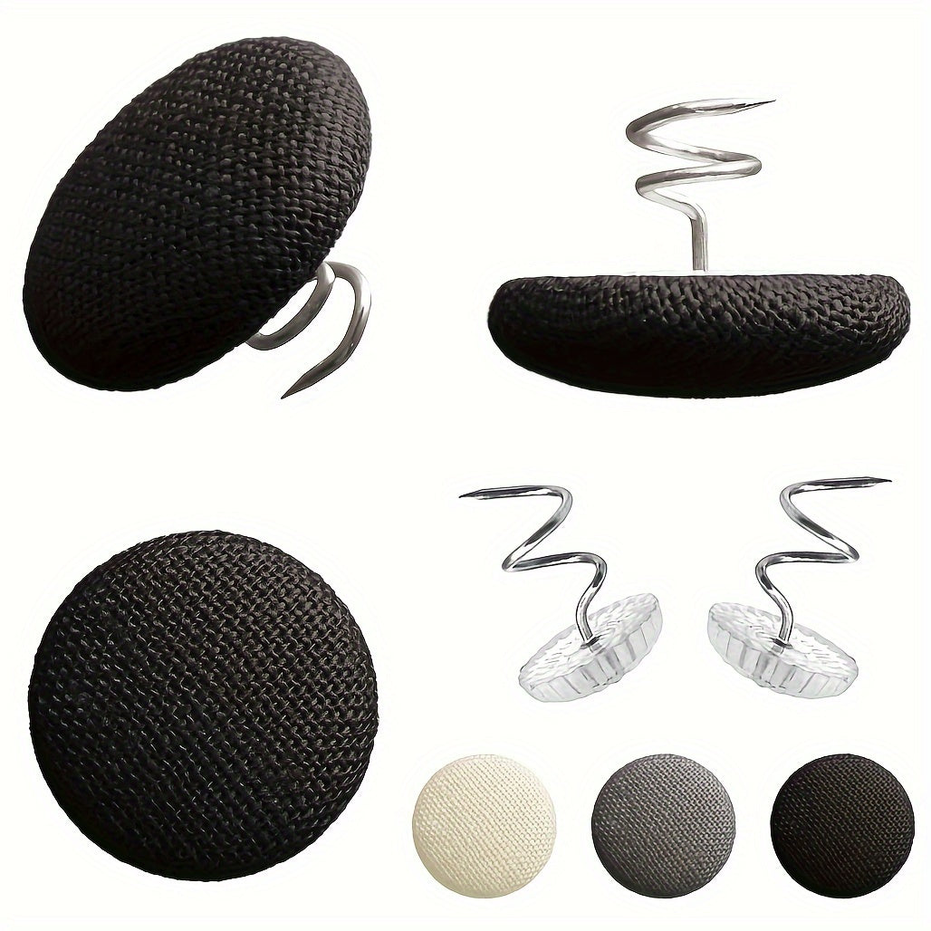 Pack of 20 Linen Covered Button Twist Pins for Upholstery and Home Decor