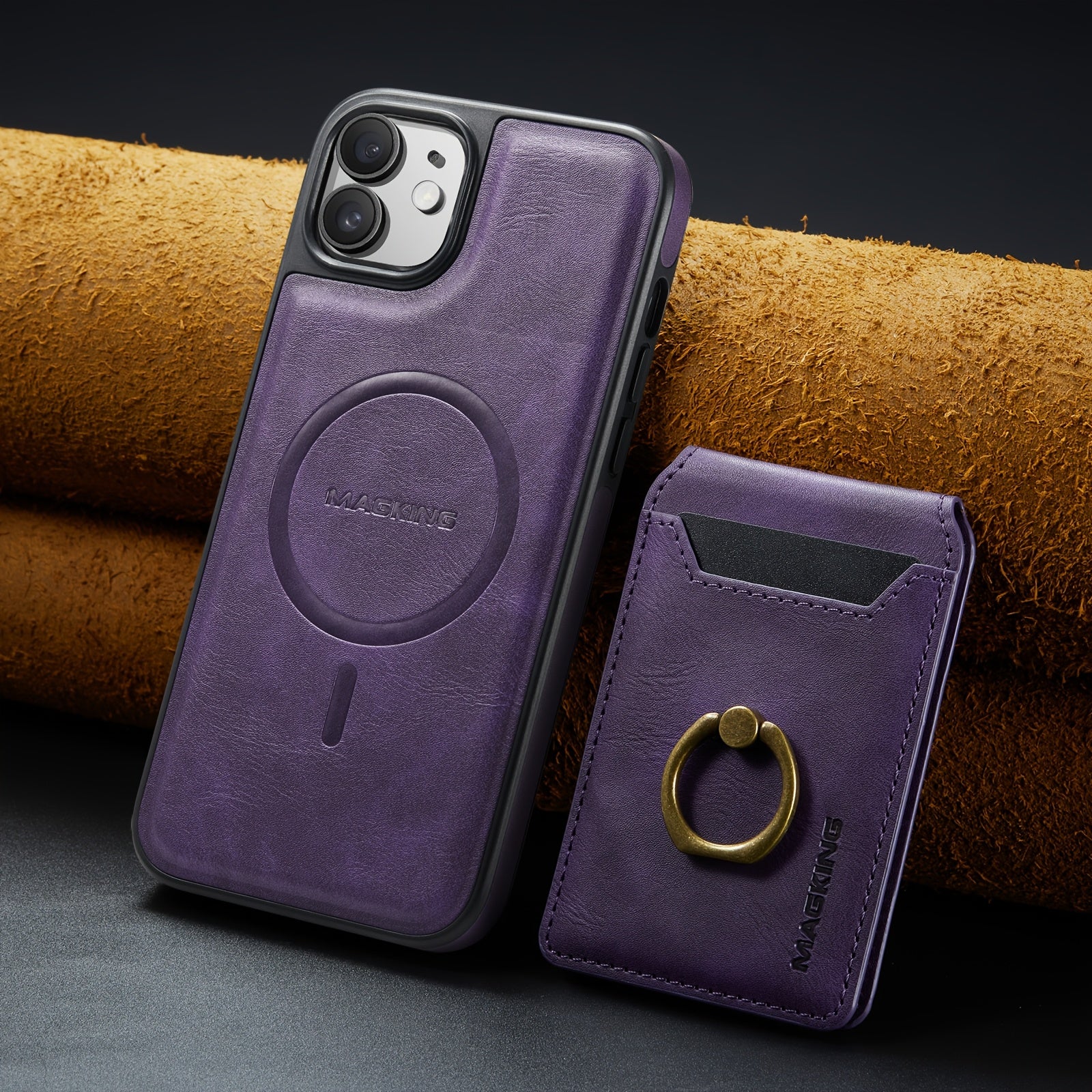 Detachable Faux Leather Phone Case with Magnetic Card Slots Kickstand RFID Blocking for iPhone 12-16 Pro Max Plus