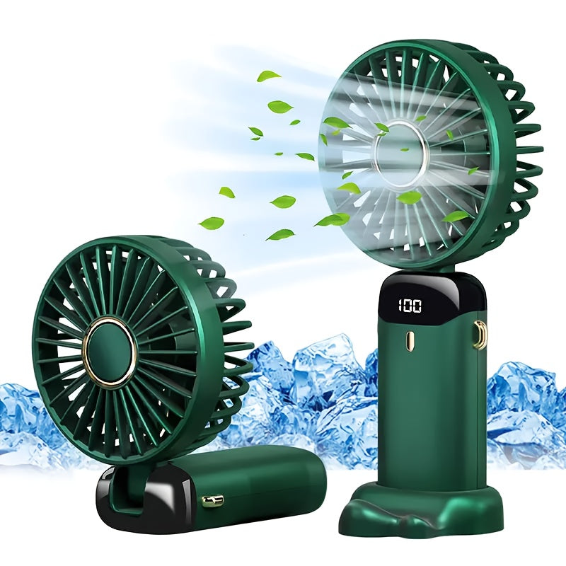 Mini USB Fan with 5 Speeds, Battery Indicator, Portable for Work and Outdoors