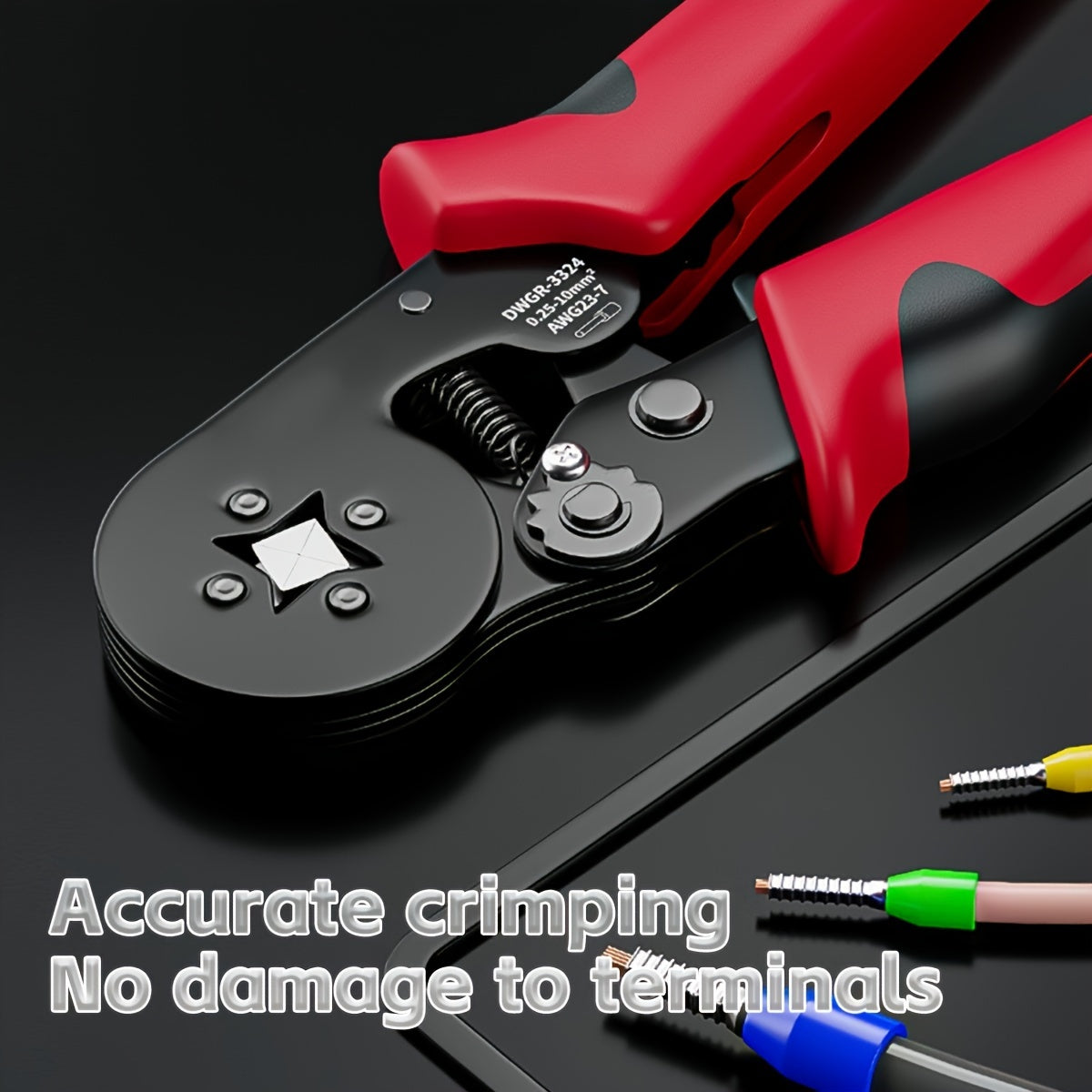 Elektr mutaxassisi uchun ko'p funksiyali qirqish pliers, 0.25-10mm² oralig'ida moslashuvchan ratchet terminal ulanishi, aylanish ta'miri va texnik xizmat ko'rsatish uchun ideal, Evropa uslubidagi dizayn.