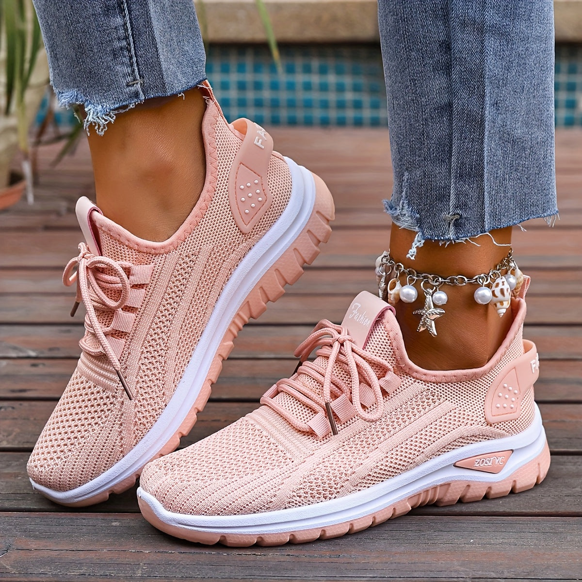 Women's Mesh Sneakers Lightweight Non-Slip Running Shoes White Casual Allseason
