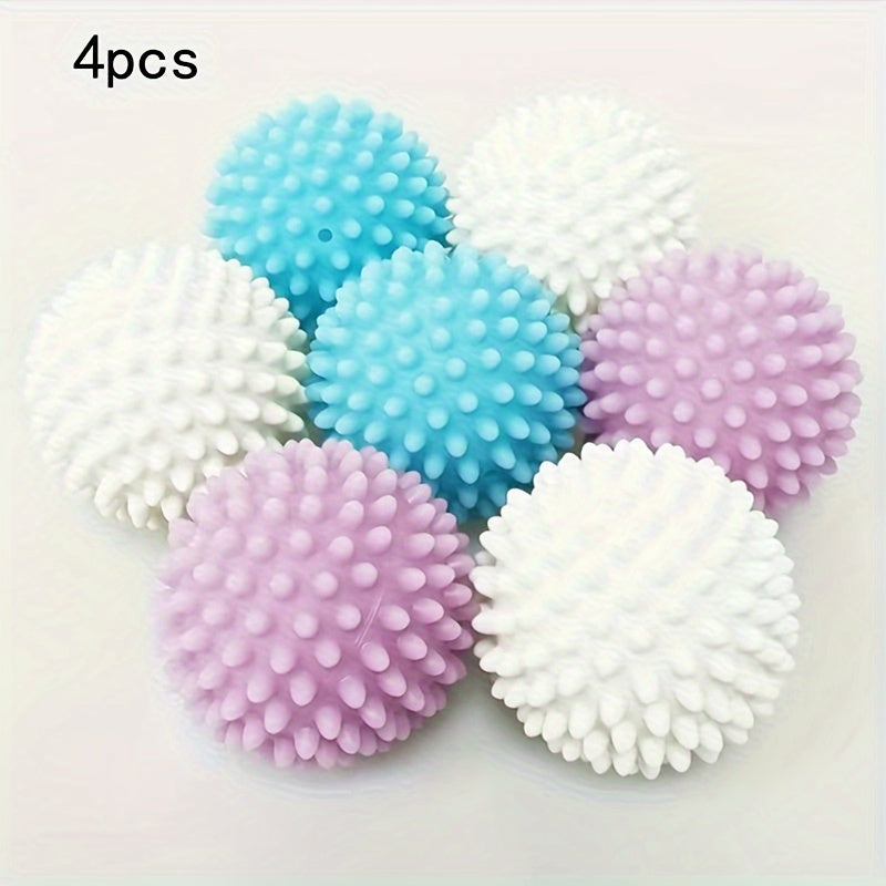 Set of 4 Reusable Laundry Balls with Lint Remover Fabric Softener Anti-Roll Wrinkle Reducer