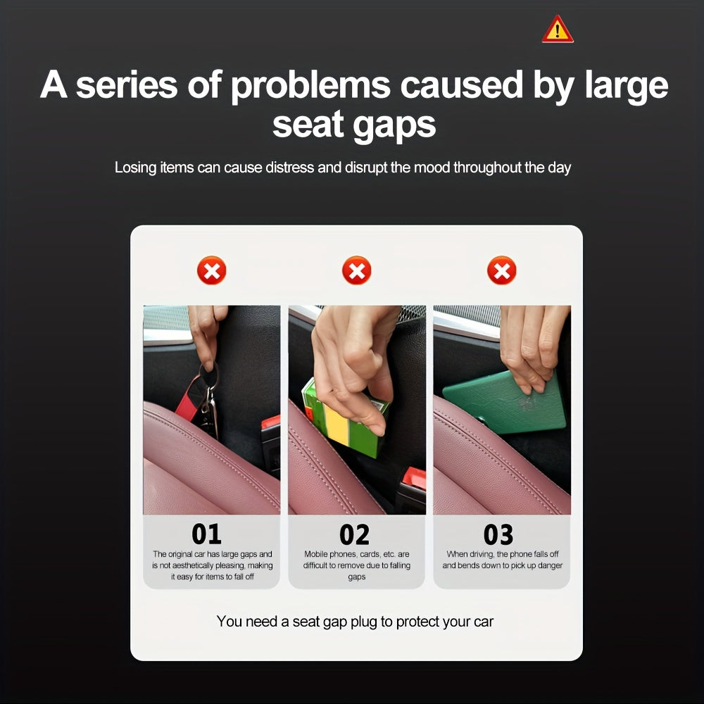 2 piezas de rellenadores universales para huecos en asientos de coche, material PC, organizador de doble ranura para llaves, teléfonos, monedas
