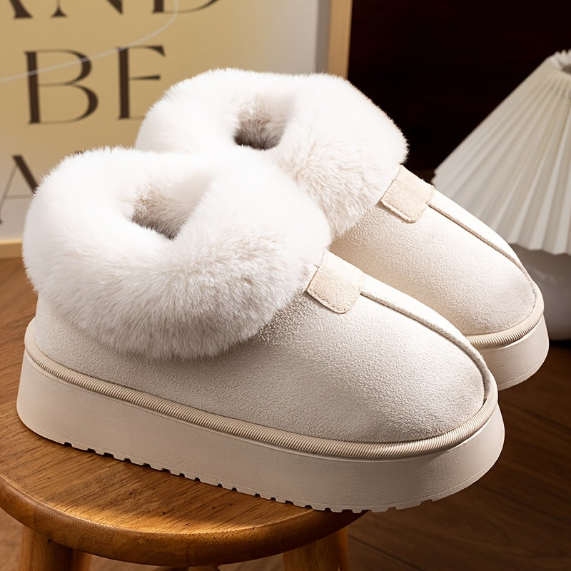 Women's Plush Lined Indoor Slippers Non-Slip Quiet Sole Solid Colors