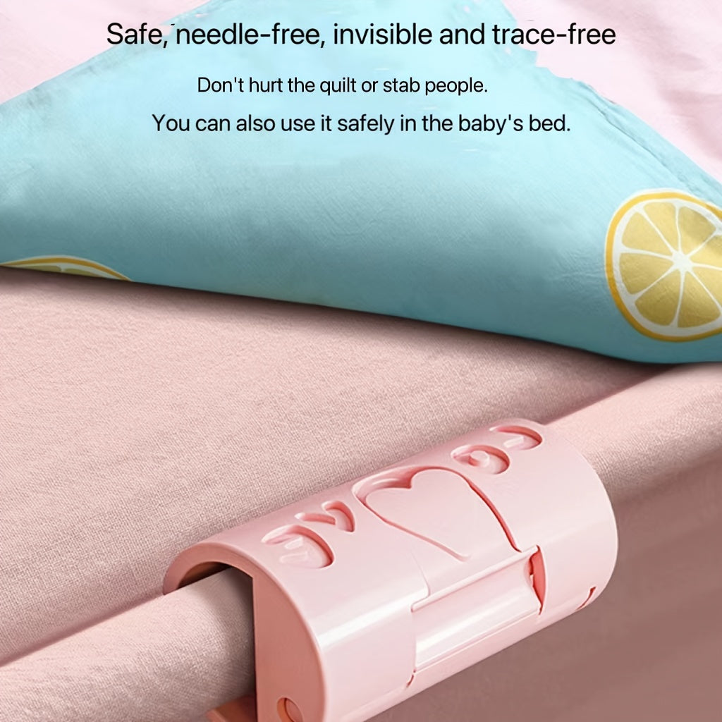 Set of 4 Pink Bed Sheet Clips for Securing Quilts and Blankets