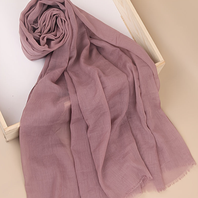 Women's Lightweight Solid Color Scarf Shawl Breathable Soft Polyester Sun Protection