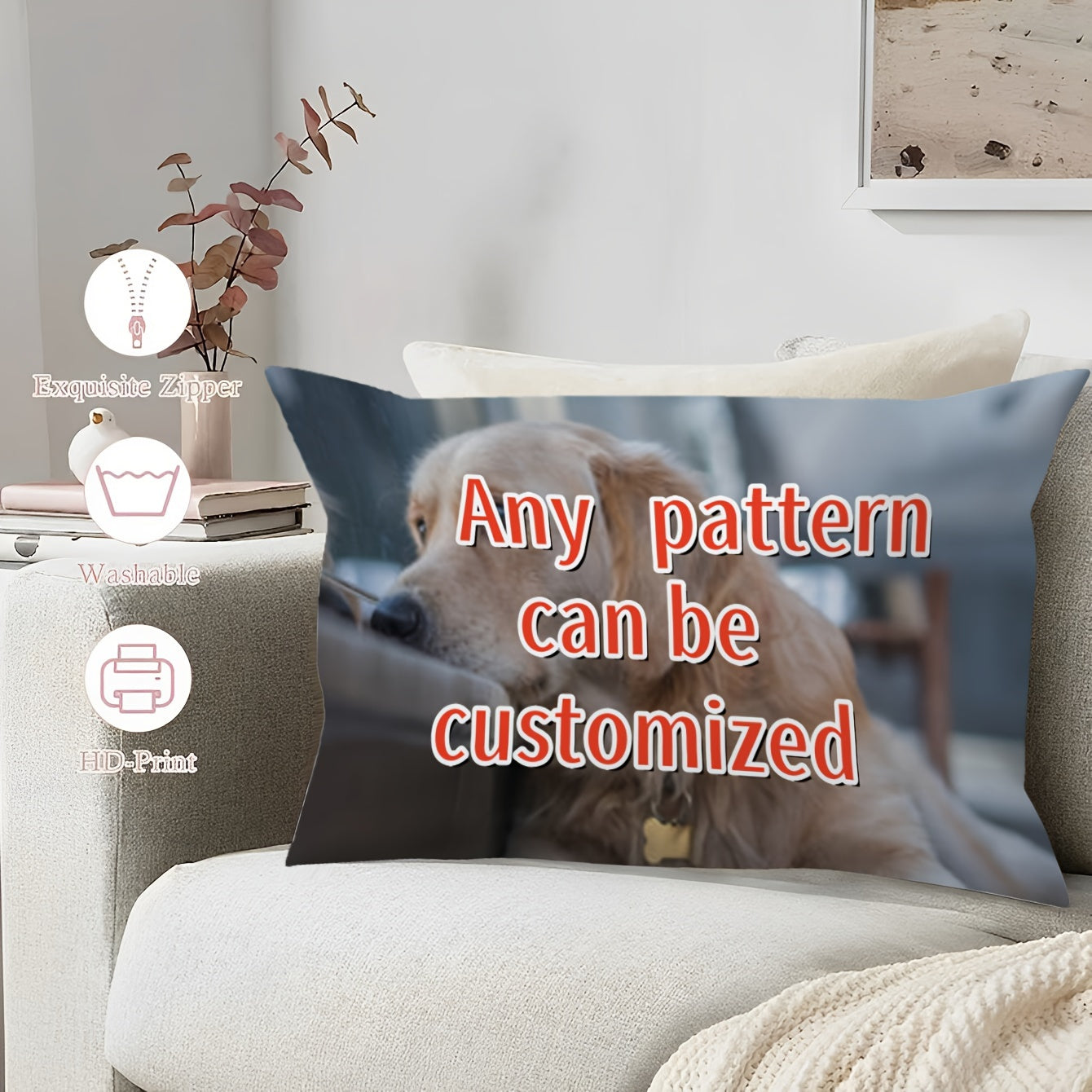 Personalized Double-Sided Photo and Text Plush Pillowcase 30x50cm for Home Decor