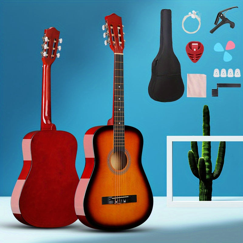 Kit de guitarra acústica clásica para adultos y adolescentes de 30/38 pulgadas con púas, bolsa y estuche