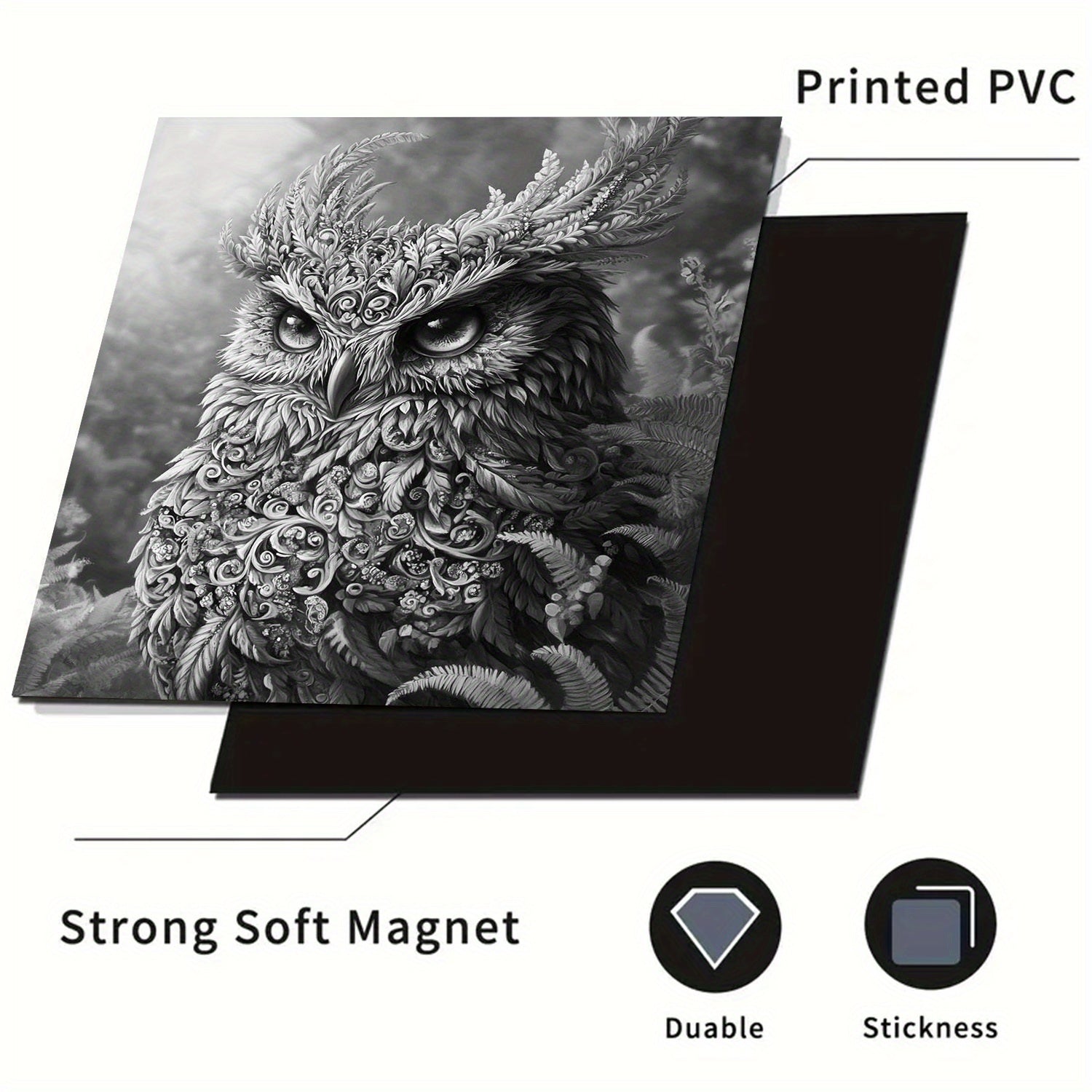 Owl idish-tovoq magnit qopqog'i metall paneli suv o'tkazmaydigan gull dizayni