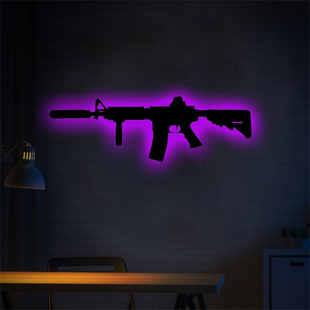 Gun Wall Light for Gaming Room Decor, Home Plaque, Boyfriend Gift
