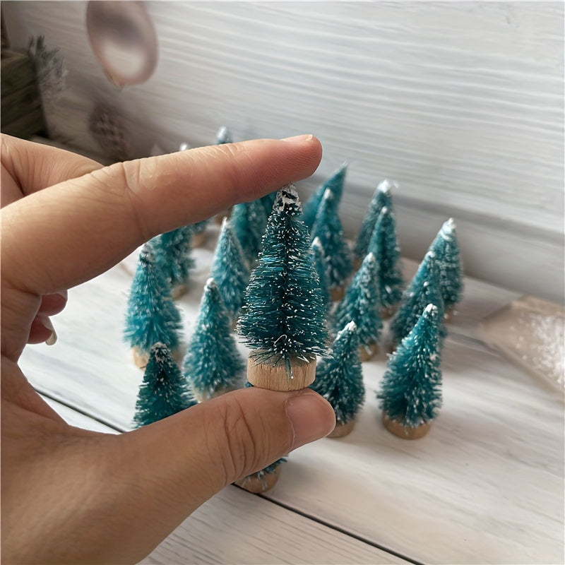 12 Mini Christmas Tree Decorations Fir and Pine for Tabletop and Home Decor