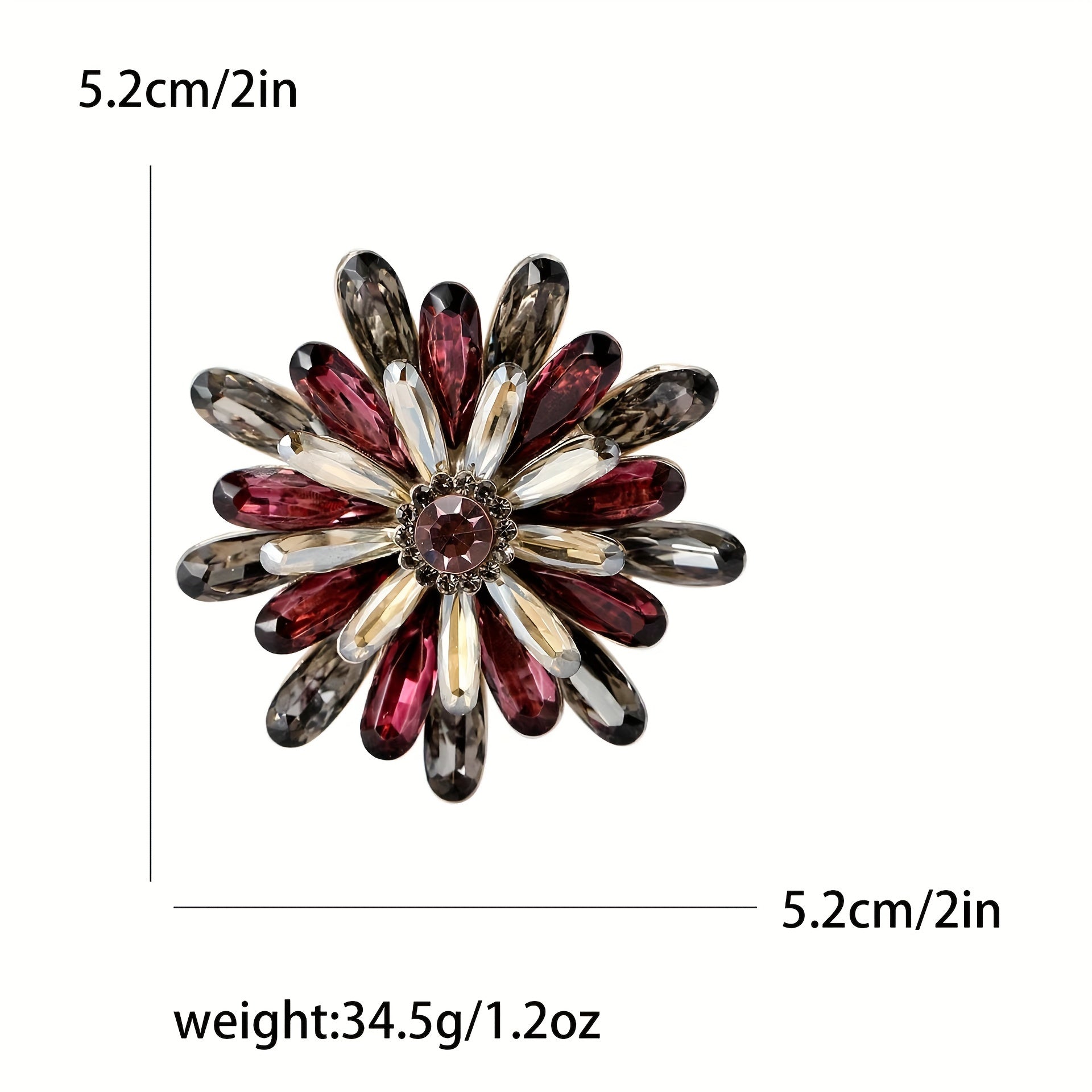 Sunflower Brooch Pin with Rhinestone Detail Alloy Jewelry for Women
