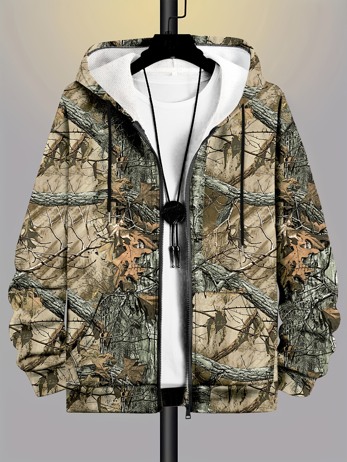 Men's Plus Size Lightweight Zip-Up Hoodie Casual Polyester for Spring Fall Winter