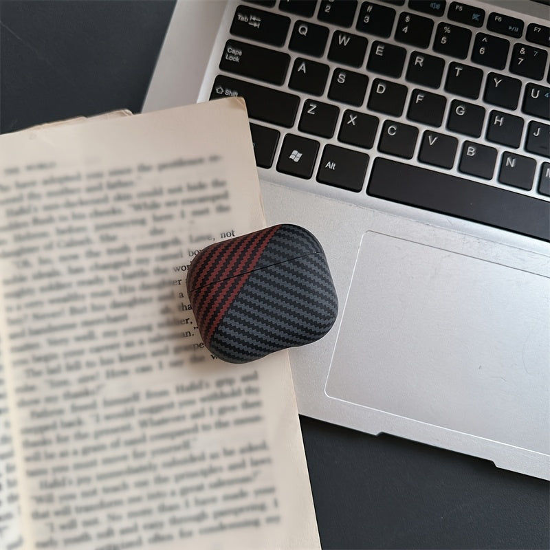 Carbon Fiber Color Striped AirPods Pro Case for Apple Headphones Red Grey