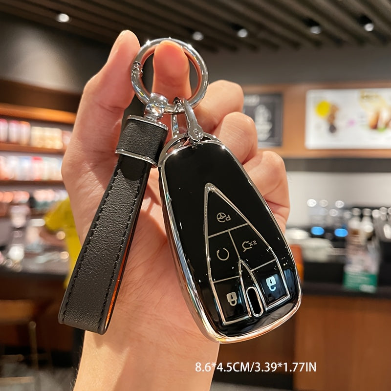 Car Key Cover Case for SUV TPU Leather Key Shell with Key Chain