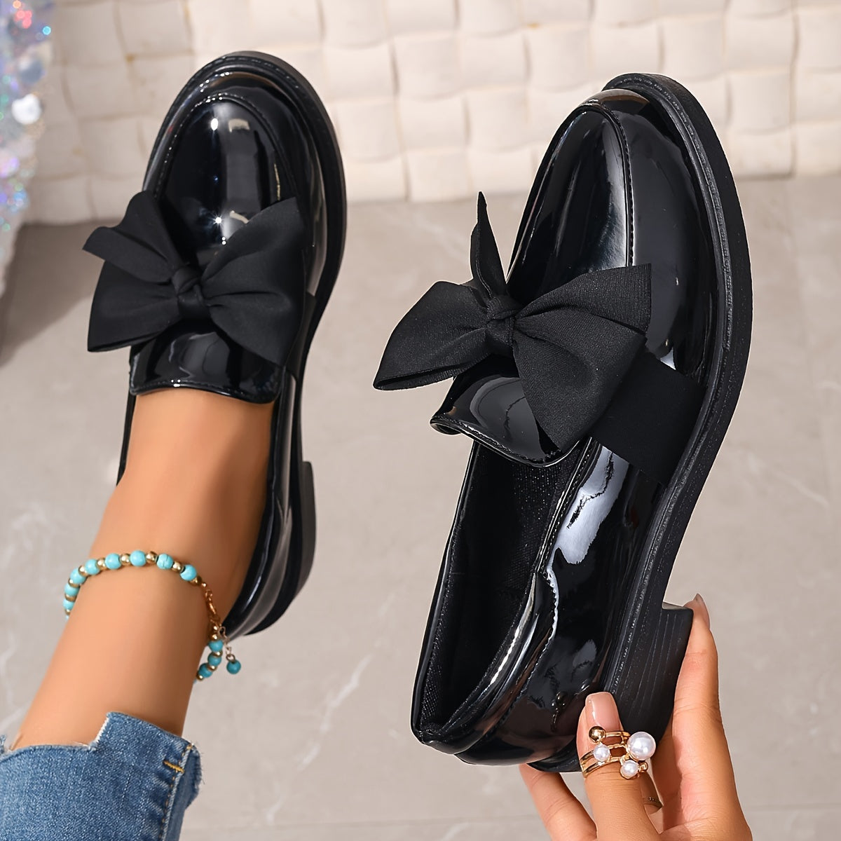 Women's Bowknot Loafers Comfortable Casual Shoes for Work and Fashion
