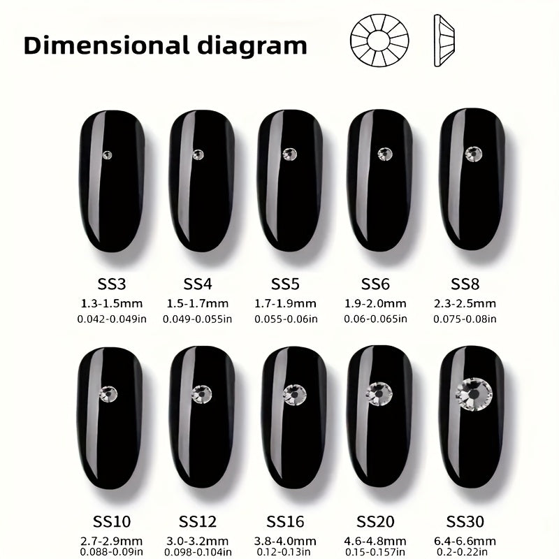 1440 diamantes planos de cristal claro para manualidades, arte de uñas, calzado, ropa, joyería y decoración