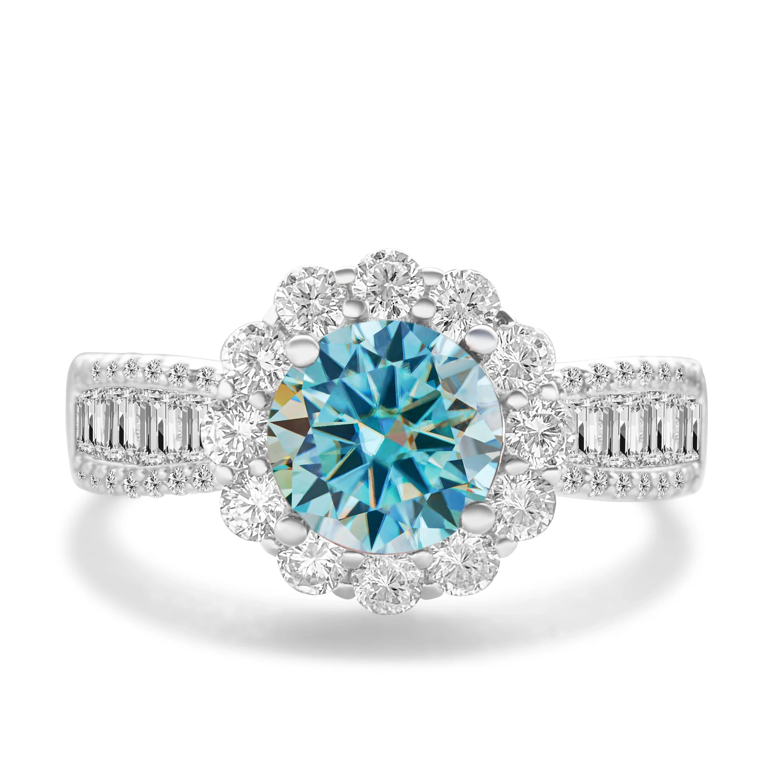 2 Carat Moissanite Engagement Ring 4-Prong Sterling Silver Wedding Anniversary