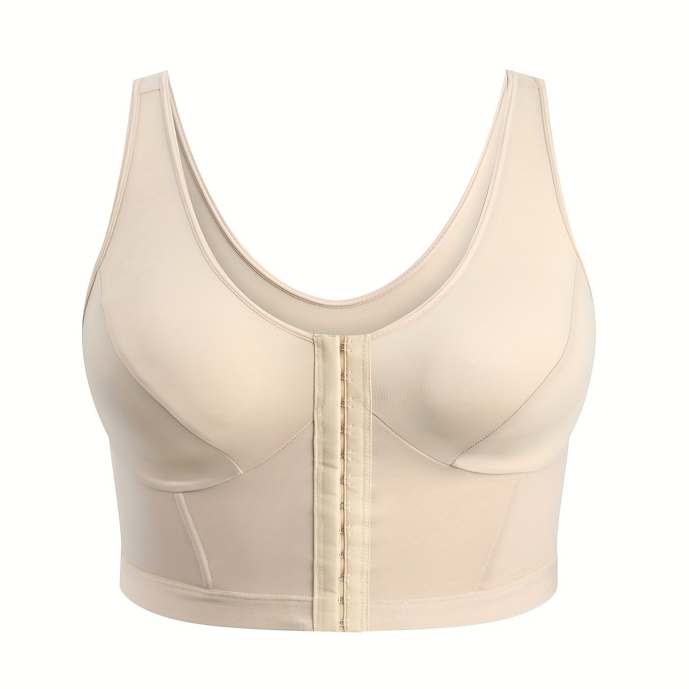 Women's Plus Size Seamless Shapewear Top with Front Closure Breathable Polyester