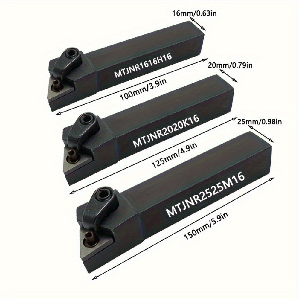 Carbide Inserts Set for Steel Stainless Steel Black Oxidized 3 Sizes 5/8 3/4 1 Inches with Right-Hand Holders