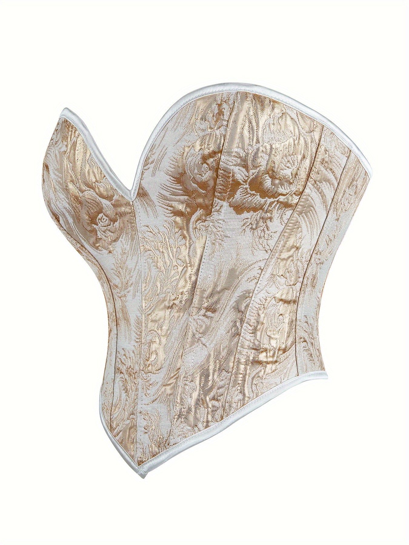 Women's Floral Print Strapless Corset Bustier Tummy Control Shapewear