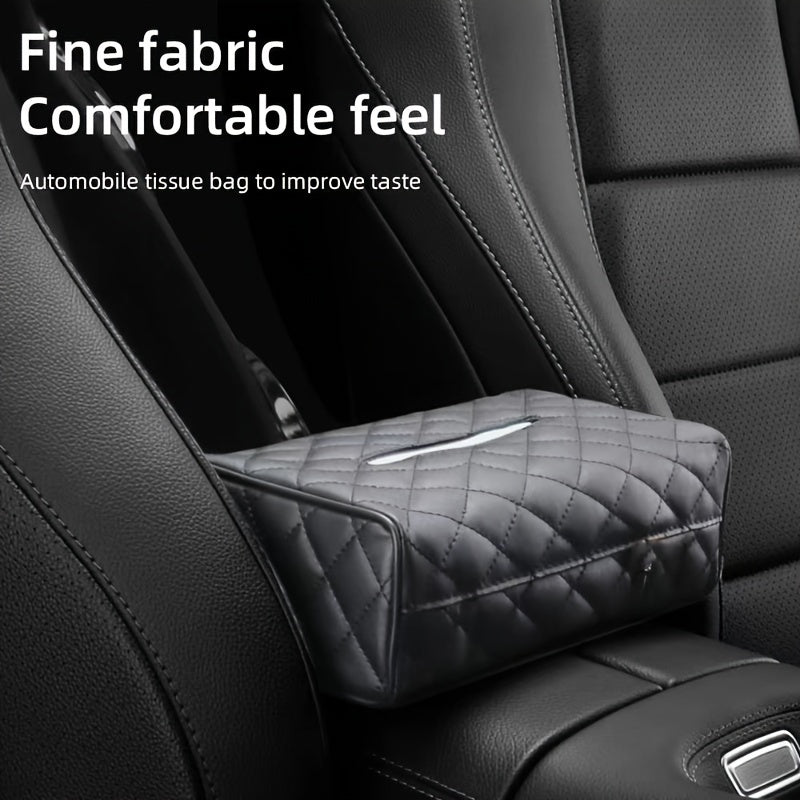 Black Car Tissue Box Holder Water-Resistant Hanging Organizer for Daily Commute